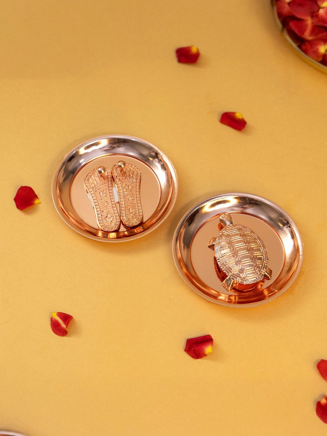 Ekhasa 2 Pieces Pooja Thali Copper Pooja Thali