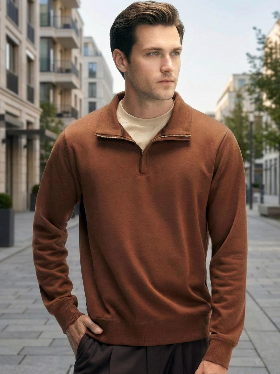 XYXX Men Half Zip-up Cotton Sweaters