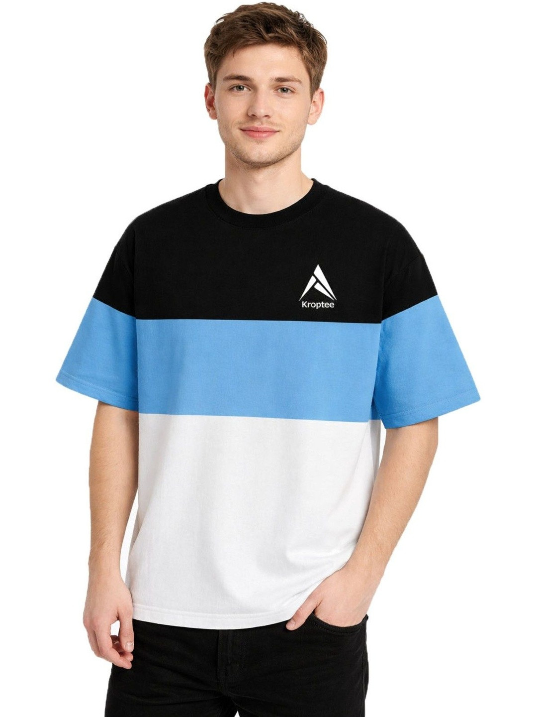 Kroptee Men Colourblocked Regular Fit T-shirt