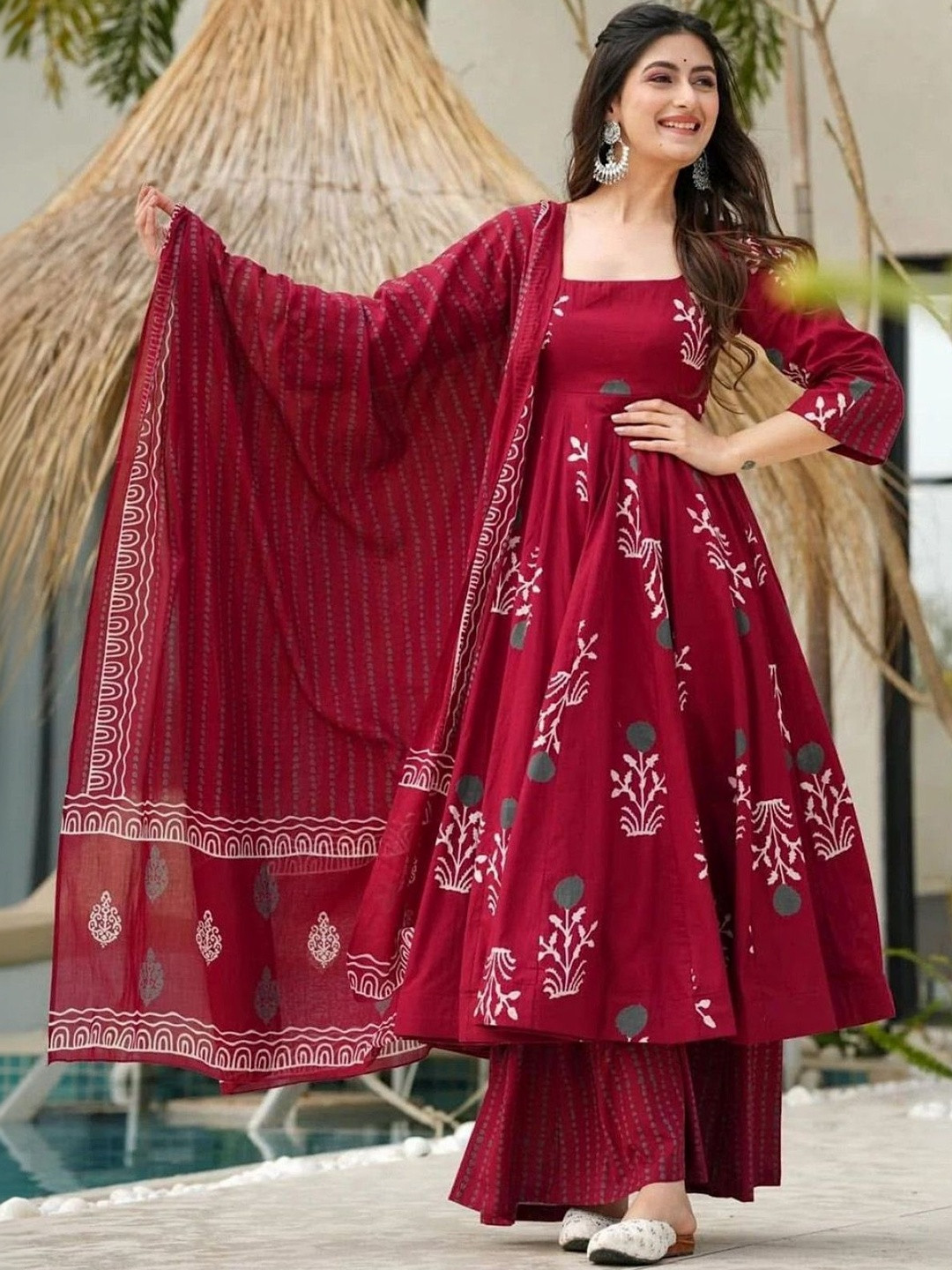 LeeliPeeri Designer Women Ethnic Motifs Printed Empire Kurta with Palazzos & With Dupatta