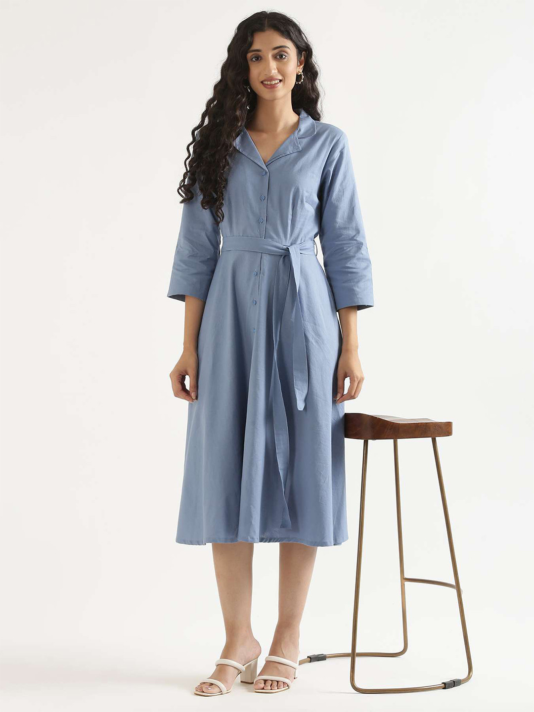 SAADAA Airy Linen Flared Dress