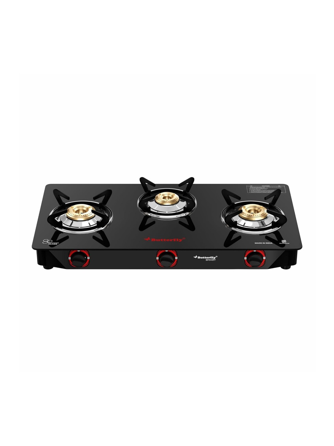 butterfly Black Glass LPG 3 Burner Gas Stove