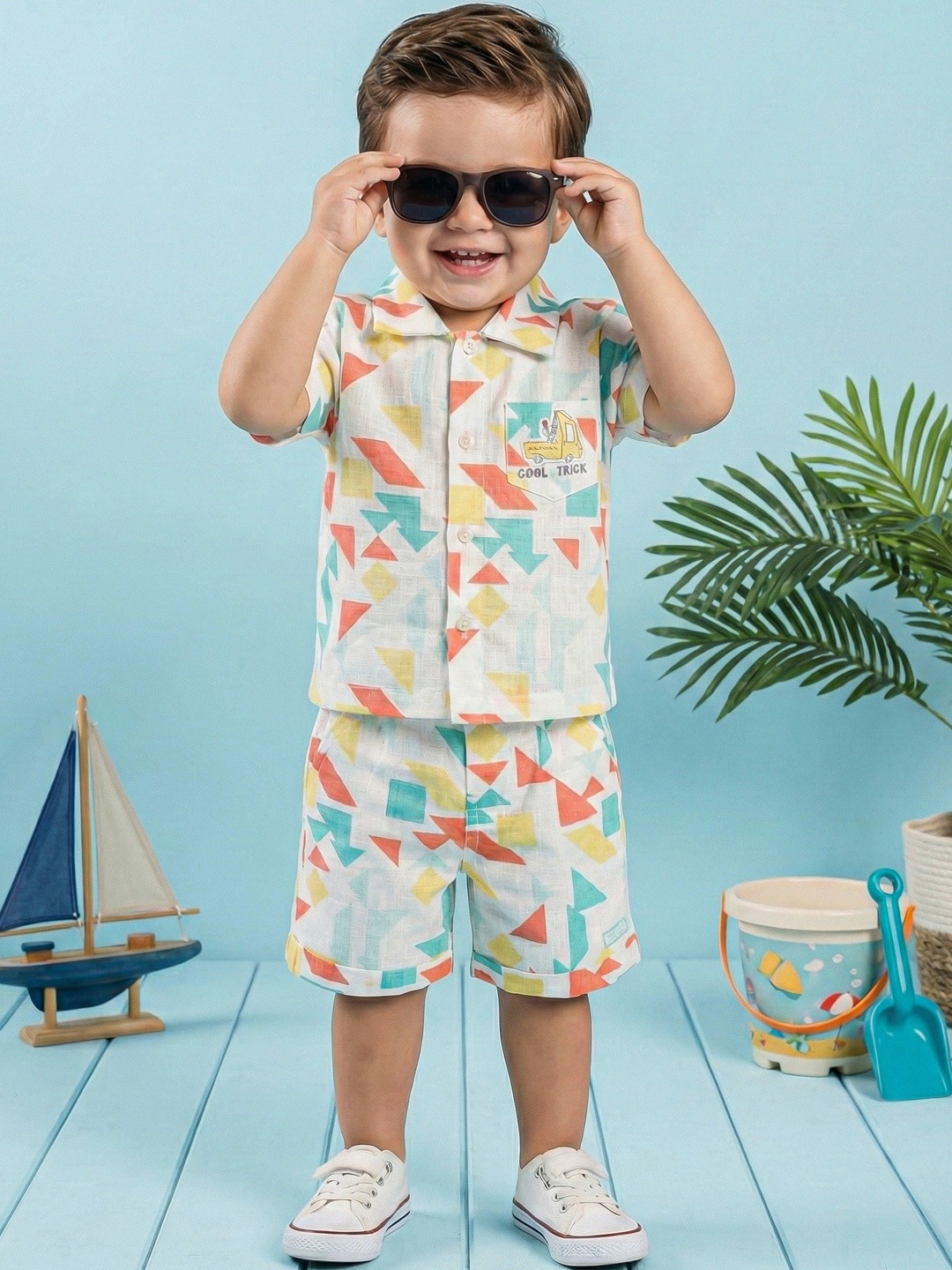 Pompidou Boys Printed Shirt with Shorts
