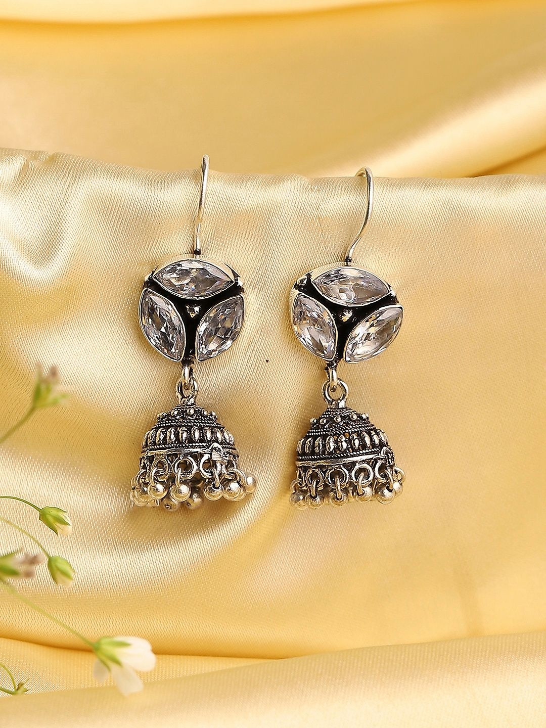 Biba Geometric Jhumkas Earrings