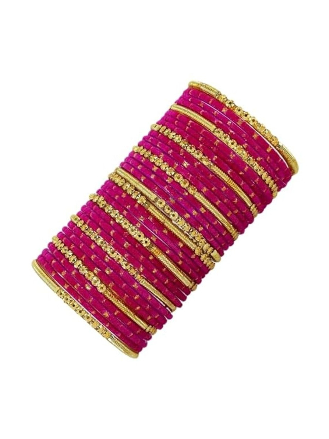 Luxurious Set Of 34 Stone-Studded Stylish Tranditional Bangle