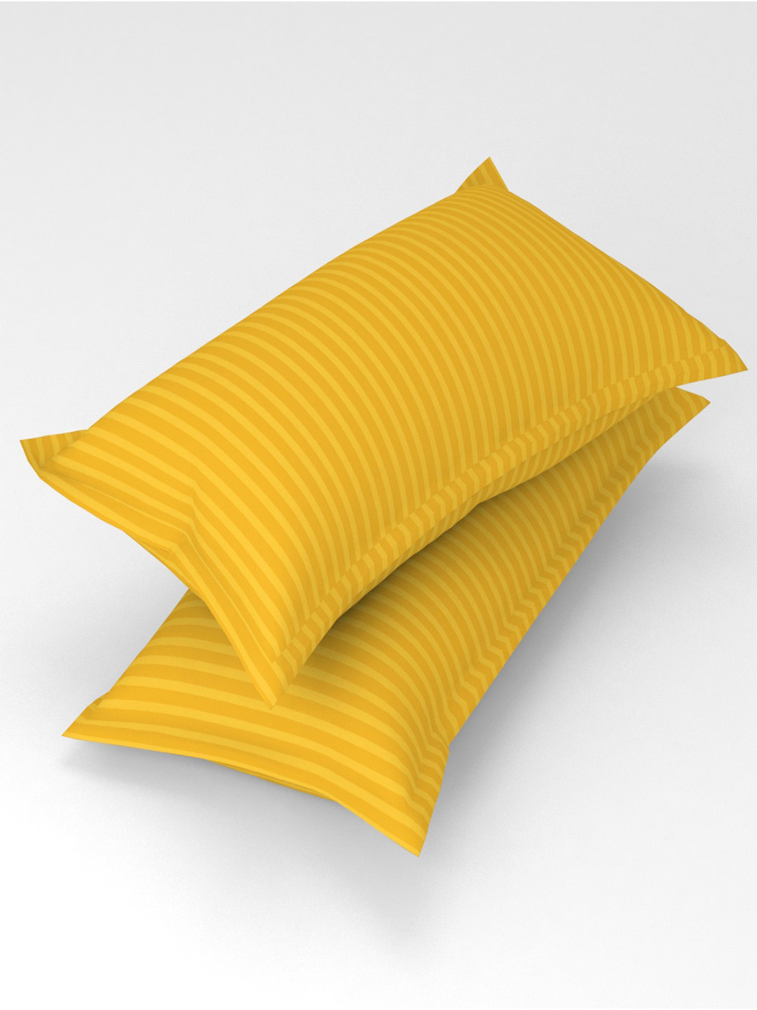 Homefab India Yellow 4 Pieces Striped Cotton Linen Rectangle Pillow Covers