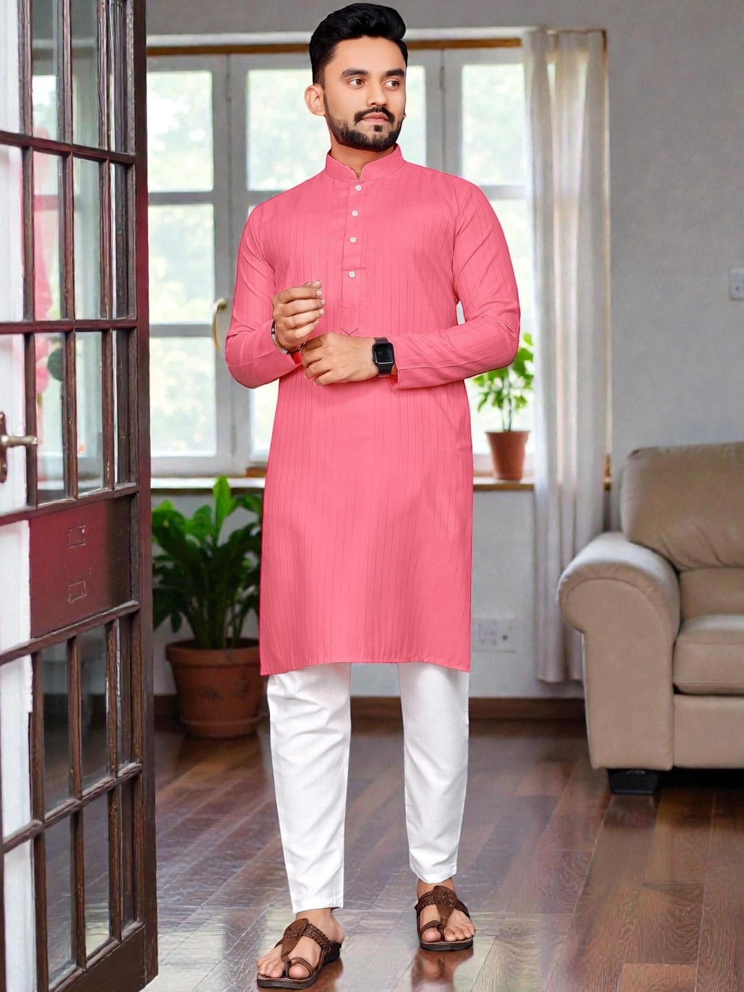 MAITHILI CREATION Mandarin Collar Cotton Kurta