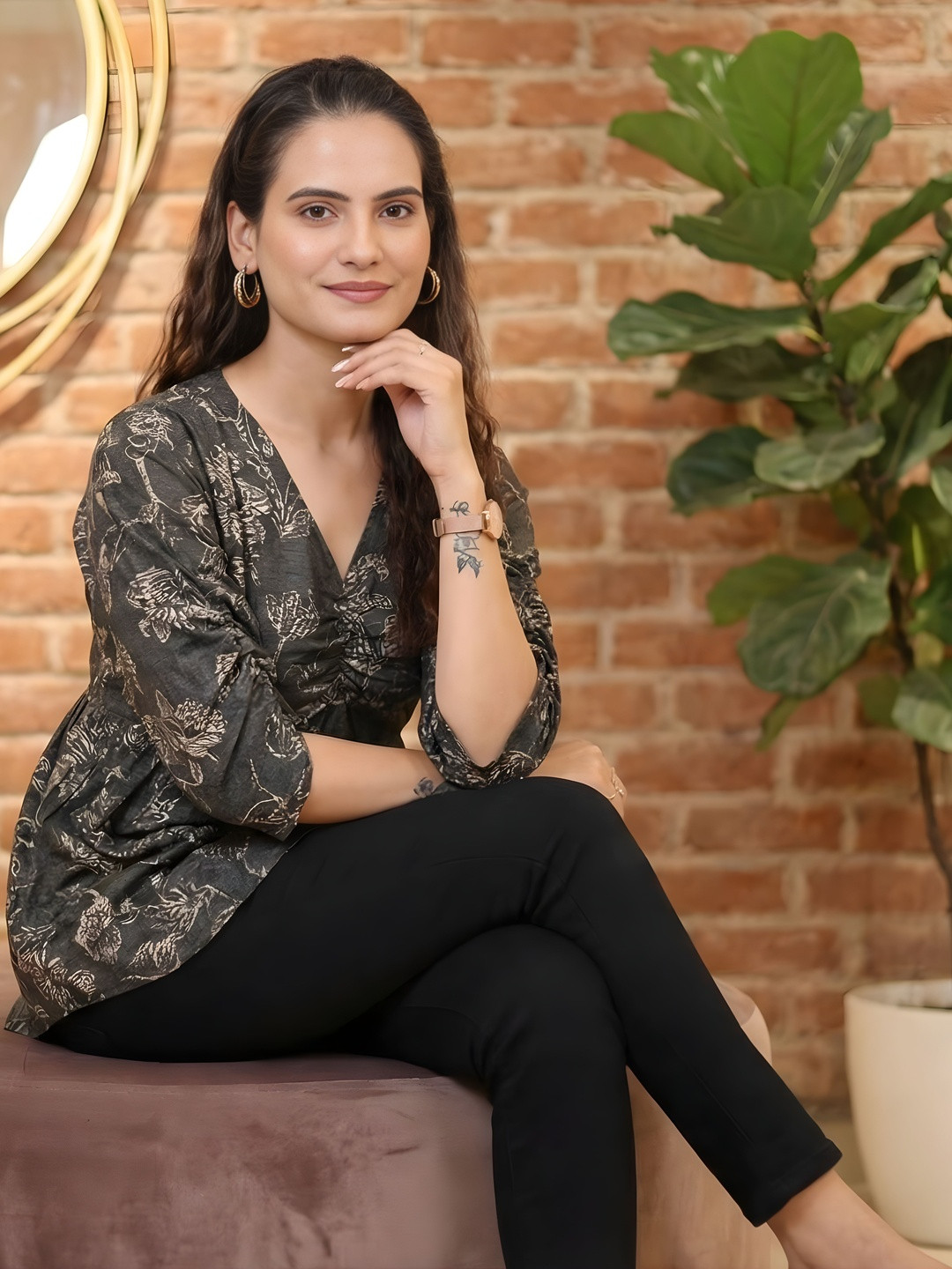 HEMANG FASHION Floral Print Cotton Top
