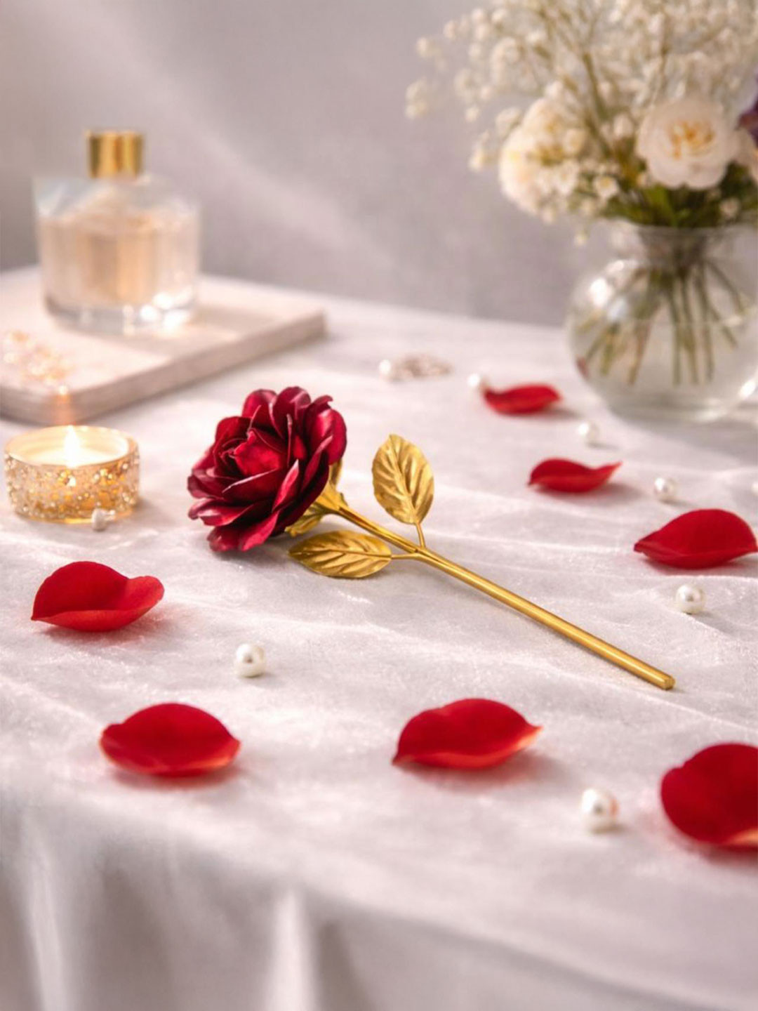 MPROW Rose Flower Valentine Gift for Girlfriend Boyfriend Artificial Flowers and Plants