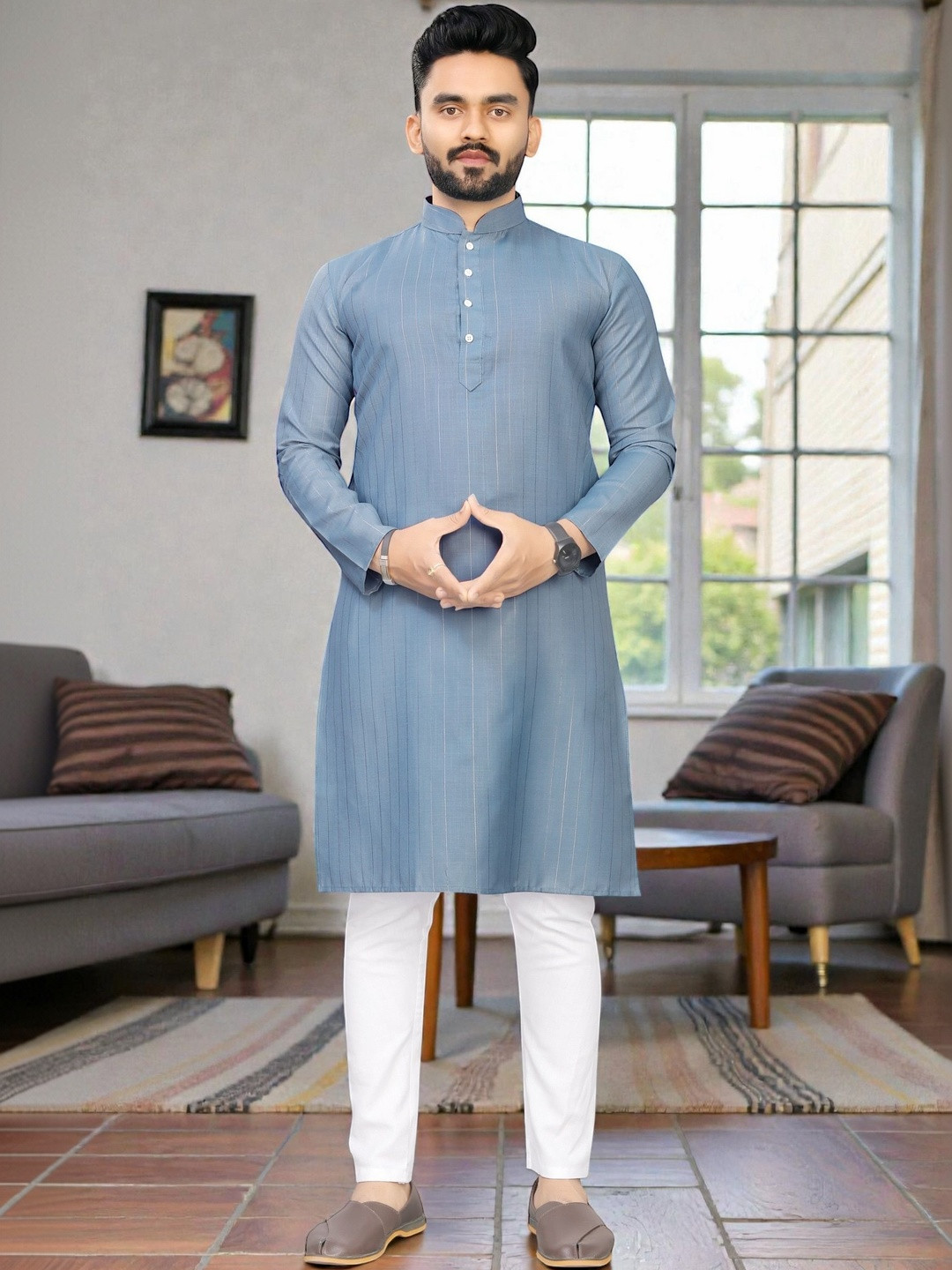 MAITHILI CREATION Mandarin Collar Cotton Kurta