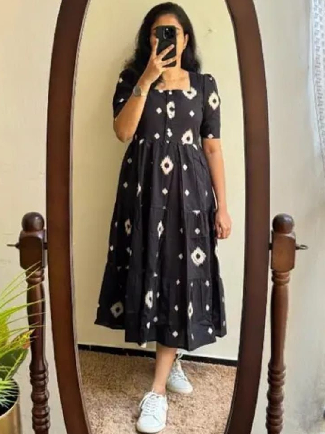 Ammiy London Print A-Line Midi Dress