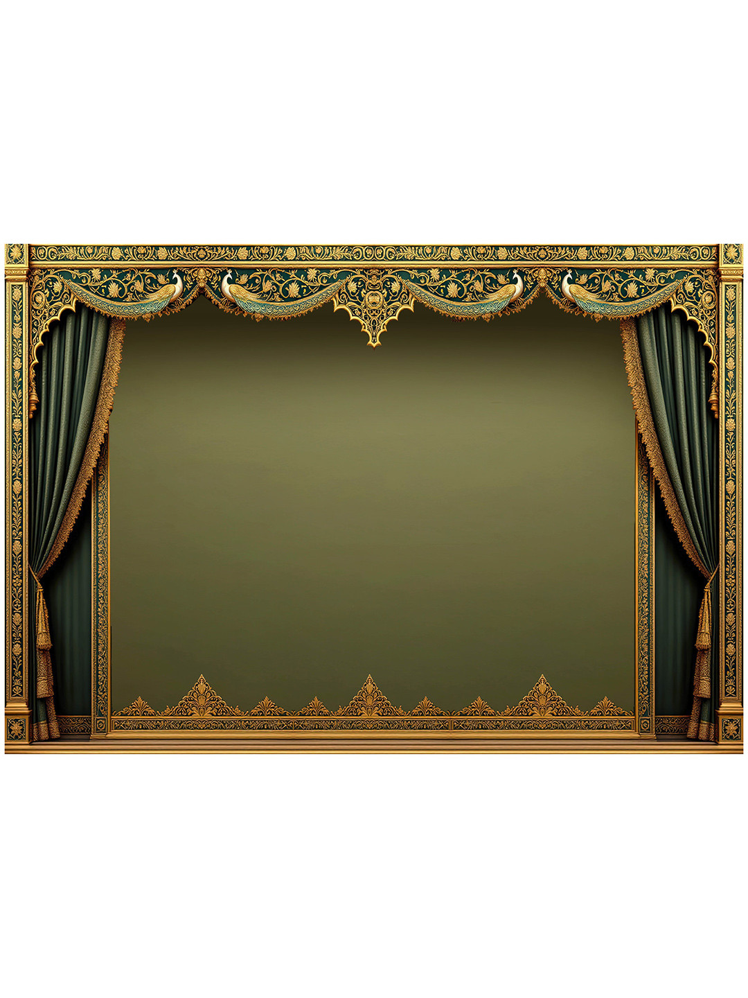 Aura Royal Olive Green Traditional Stage Backdrop 8x5 Feet