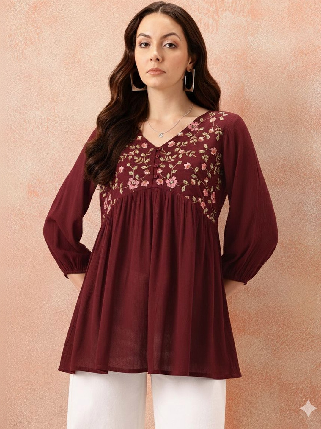 BAESD Floral Embroidered Cotton Top