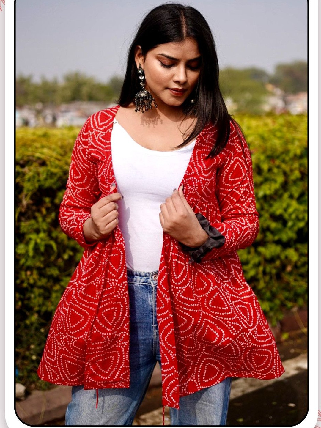 RAJAM Bandhani Printed Pure Cotton Empire Kurti
