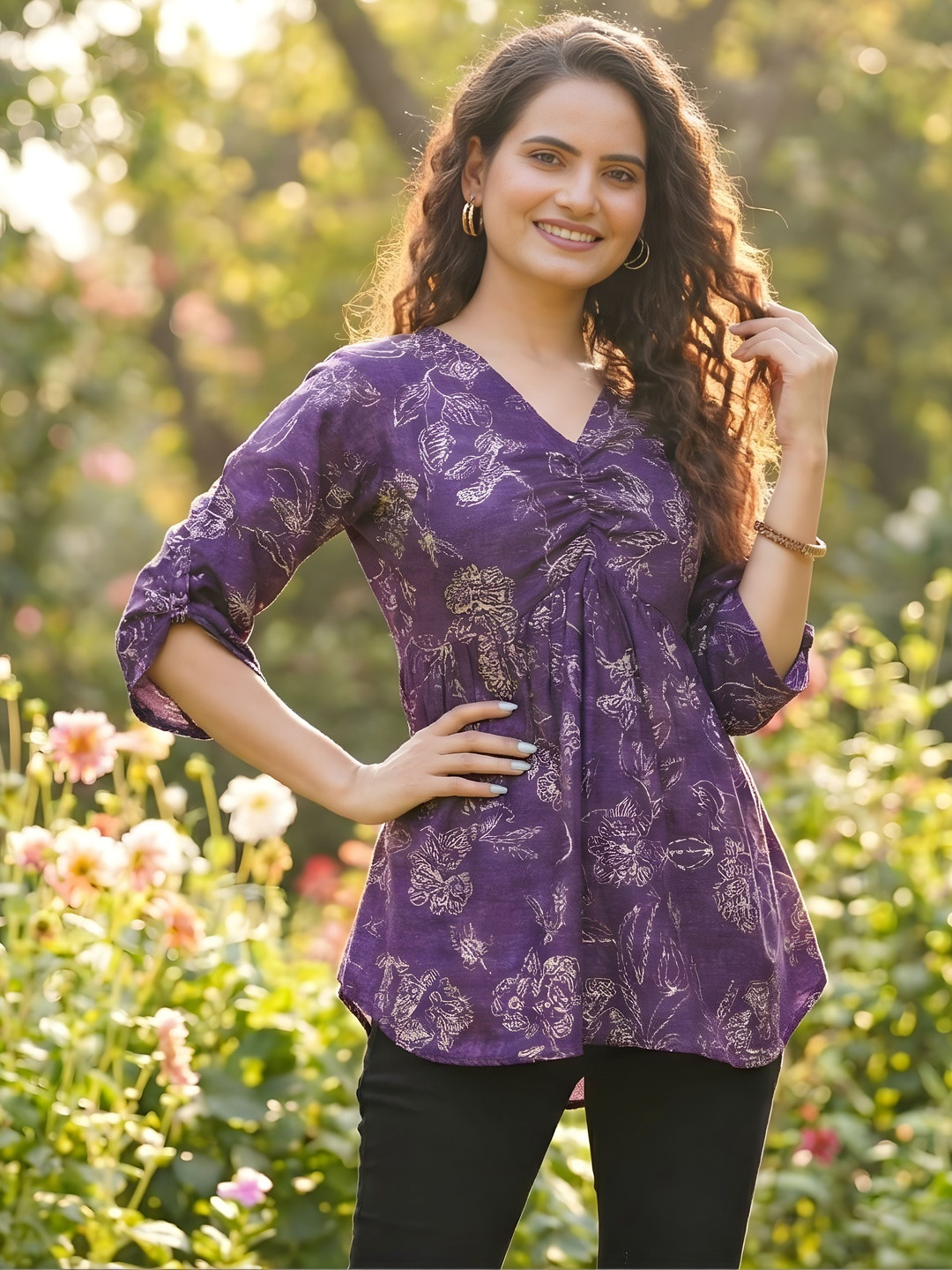 HEMANG FASHION Floral Print Cotton Top