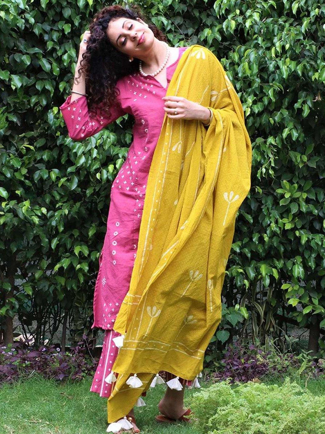 Chidiyaa Yellow Printed Cotton Dupatta