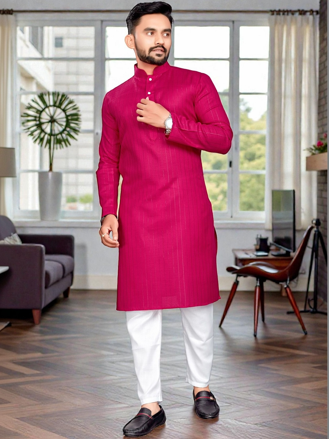 MAITHILI CREATION Mandarin Collar Cotton Kurta