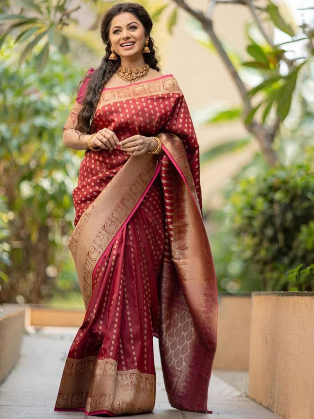 KALINI Ethnic Motifs Zari Silk Blend Heavy Work Mysore Silk Saree