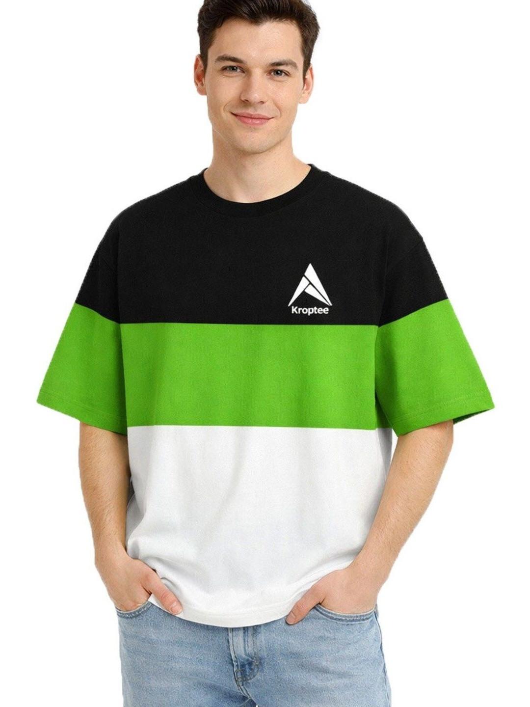 Kroptee Men Regular Fit Colourblocked T-shirt