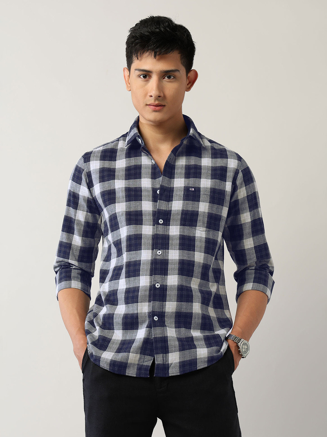 Arrow Sport Manhattan Slim Fit Checked Pure Cotton Casual Shirt