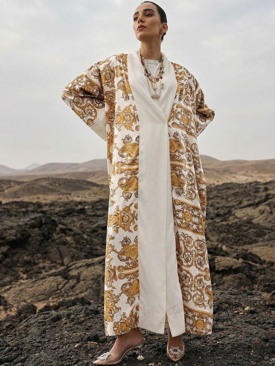 Ishin Printed Woven Longline Burqas With Hijab