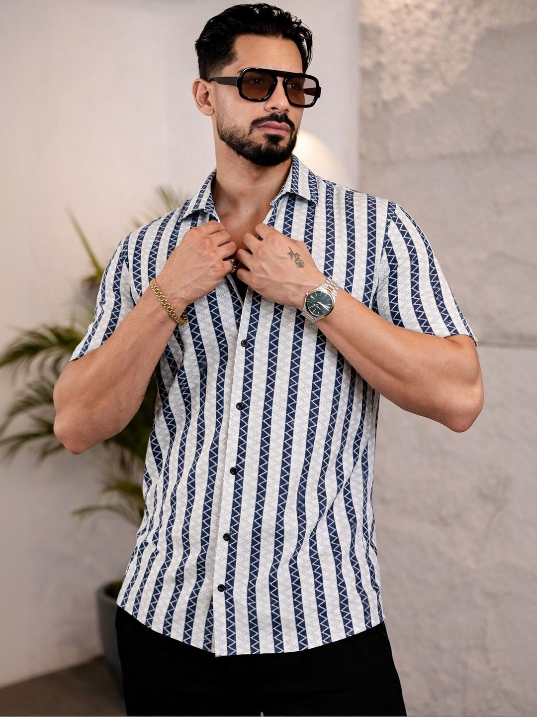 JAMES&GEORGE Men Comfort Striped Casual Shirt