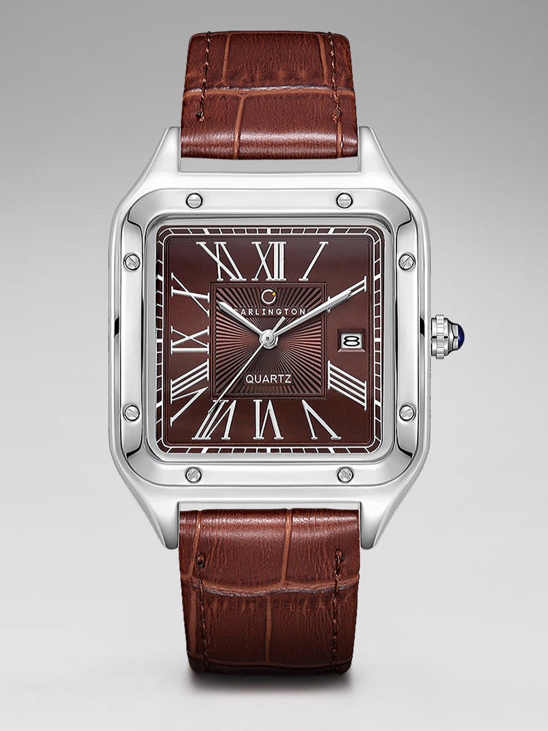 CARLINGTON Men Dial & Leather Straps Analogue Watch Meridian 4050 Brown Belt