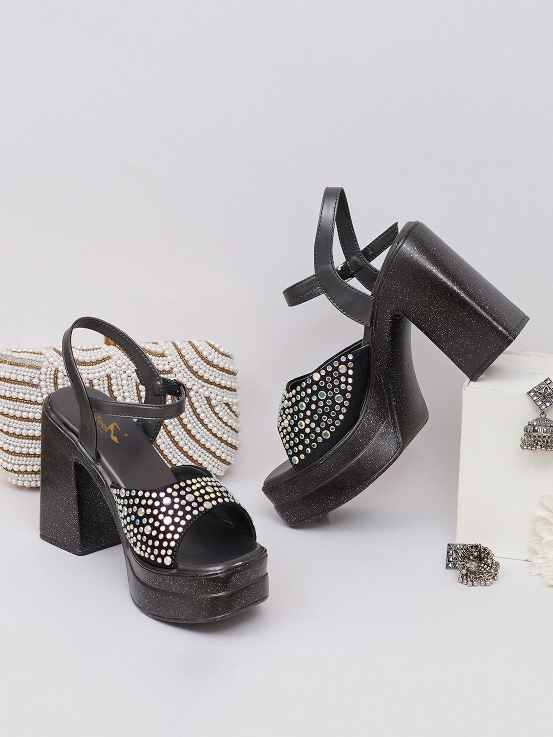 Froh Feet Embellished Party Block Sandals