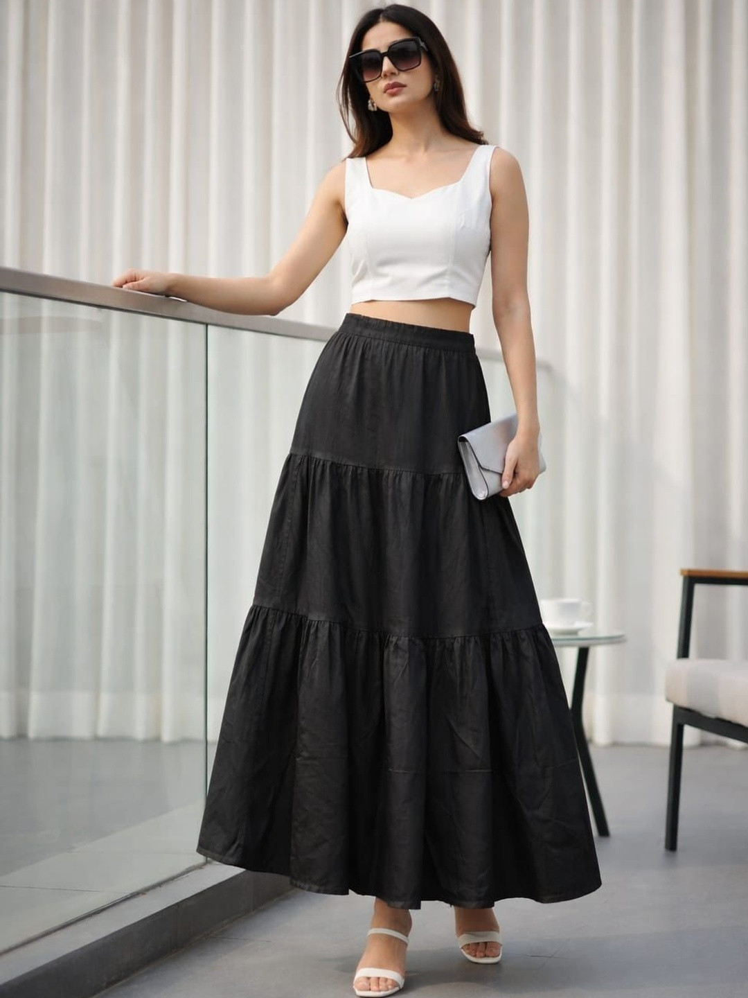 LADYANA Women Maxi Flared Skirt