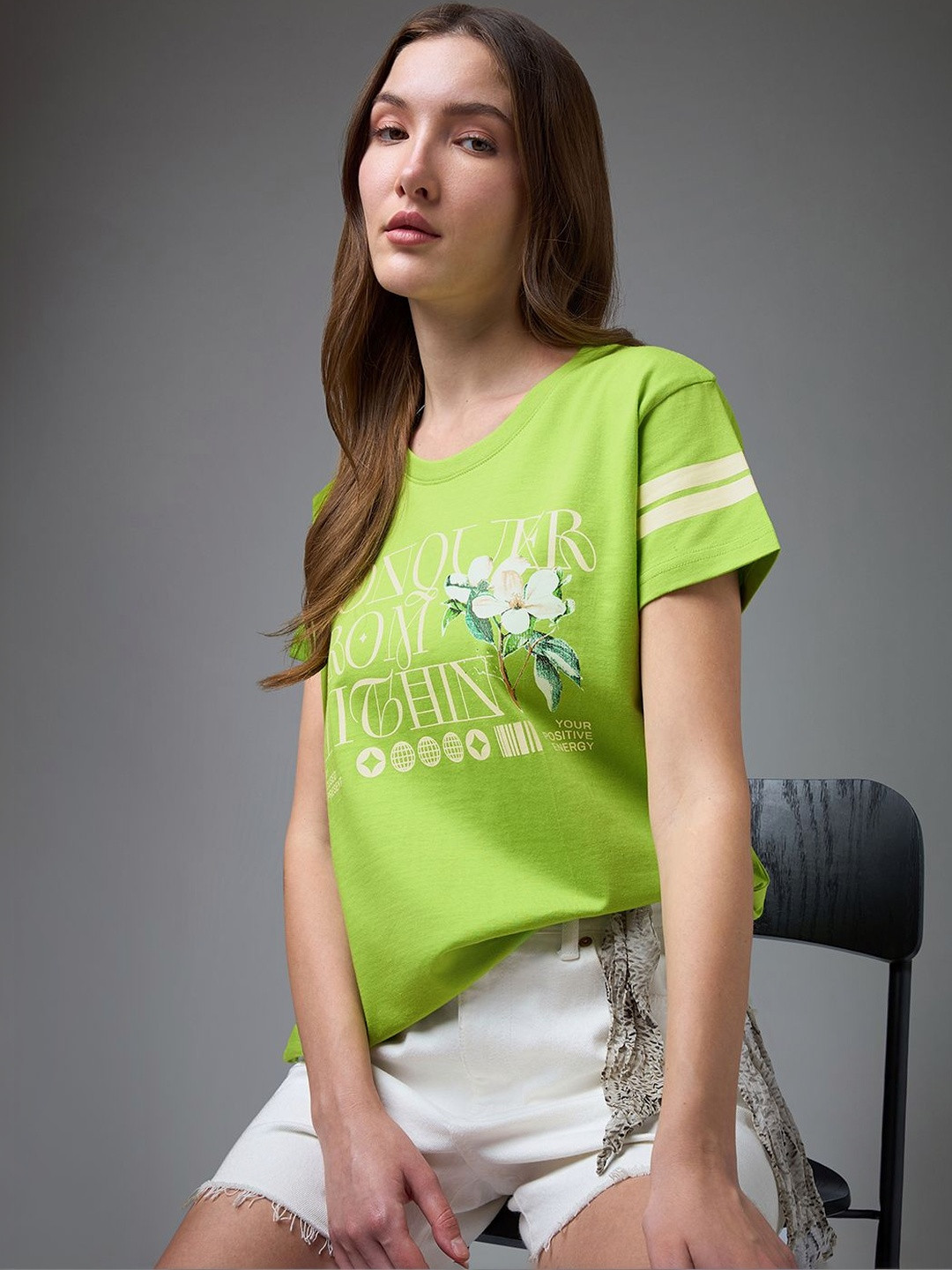 DILLINGER Womens Printed Round Neck Boxy Fit Tshirt