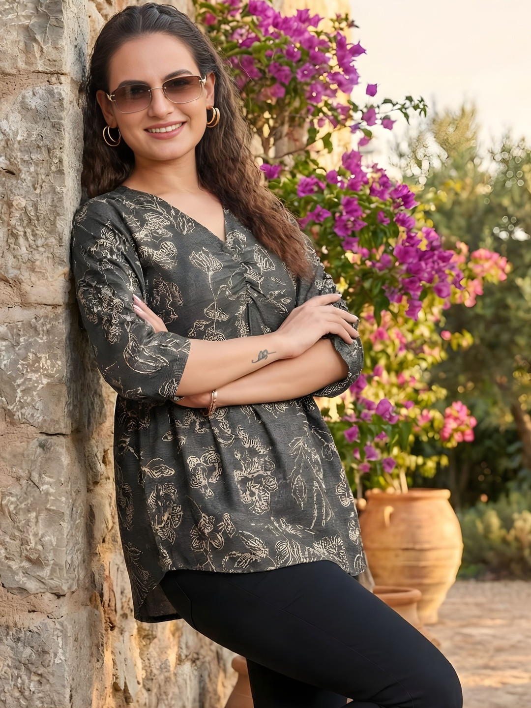 HEMANG FASHION Floral Print Cotton Top