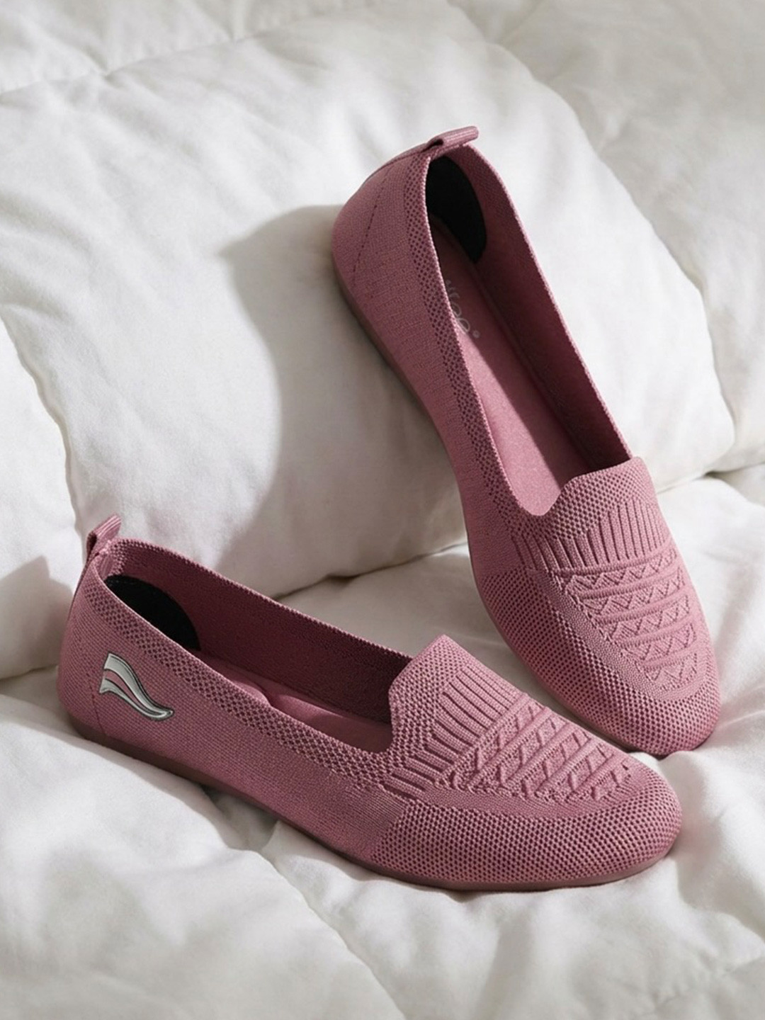 Indifeet Women Pink Textured Slip-On Mesh Daily Casual Shoes