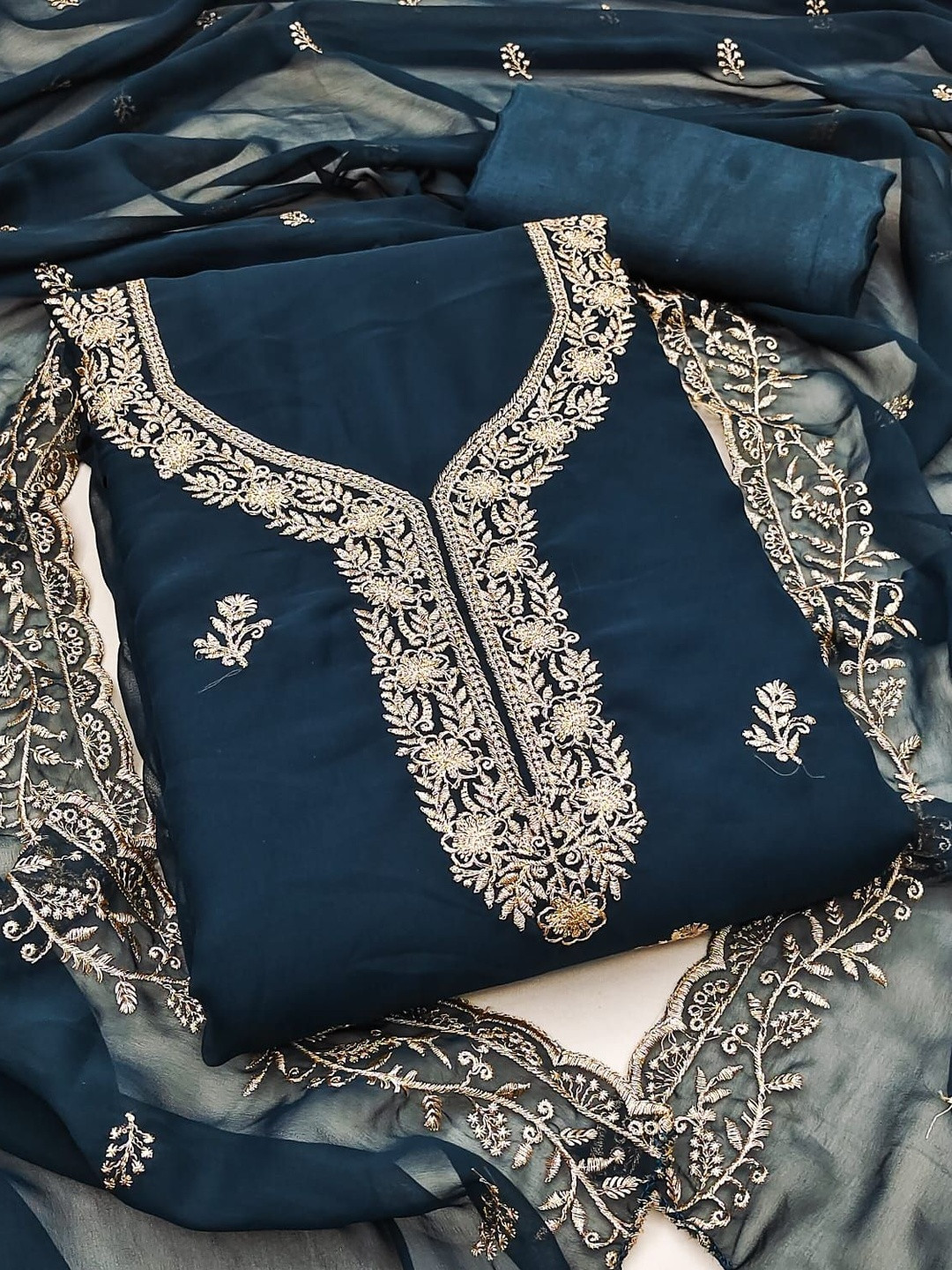 HMP Fashion Embroidered Unstitched Dress Material
