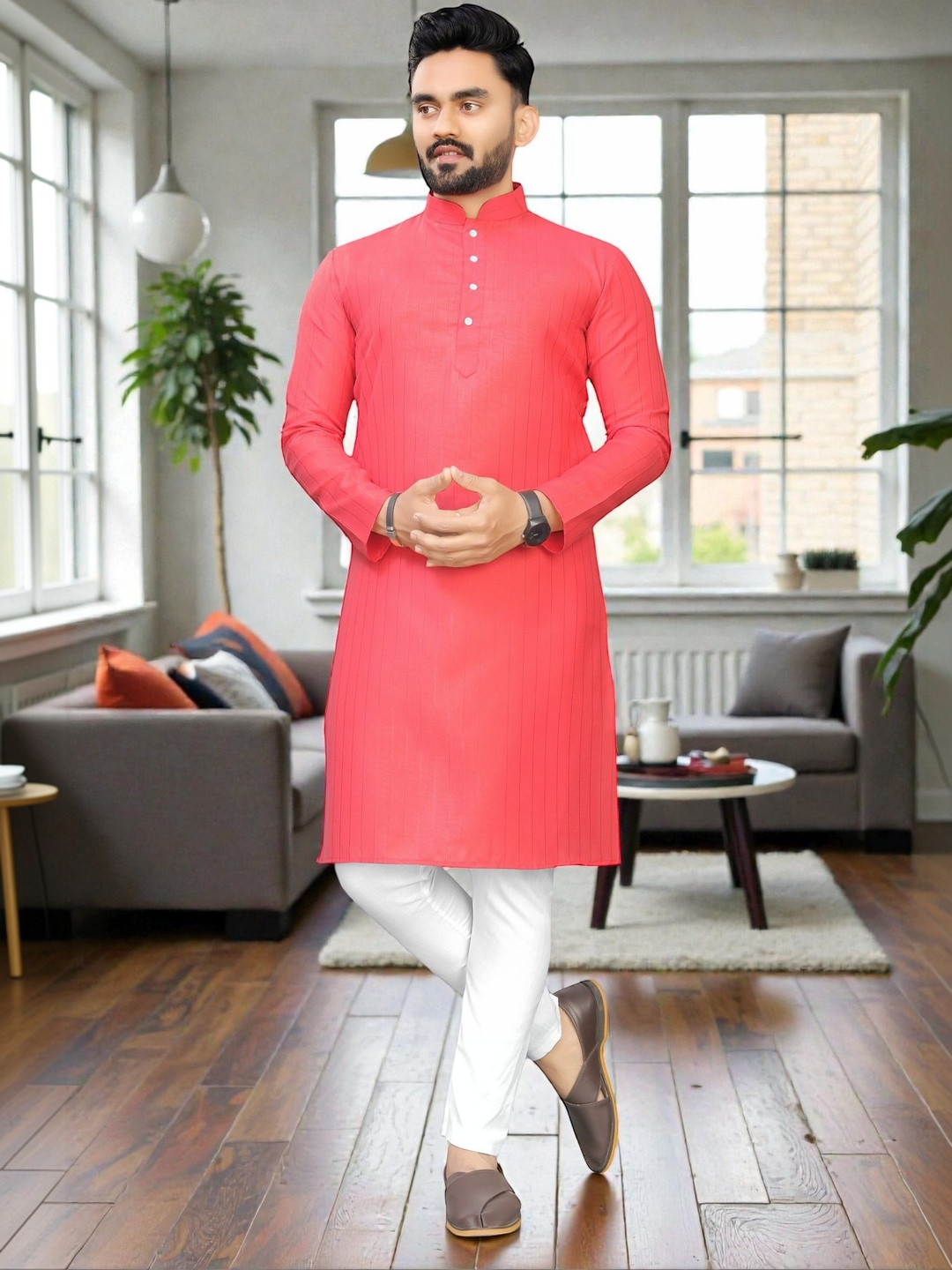 MAITHILI CREATION Mandarin Collar Cotton Kurta