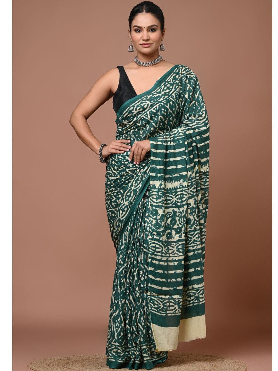 DATTA BUTTI Ethnic Motifs Pure Cotton Handloom Bagru Saree