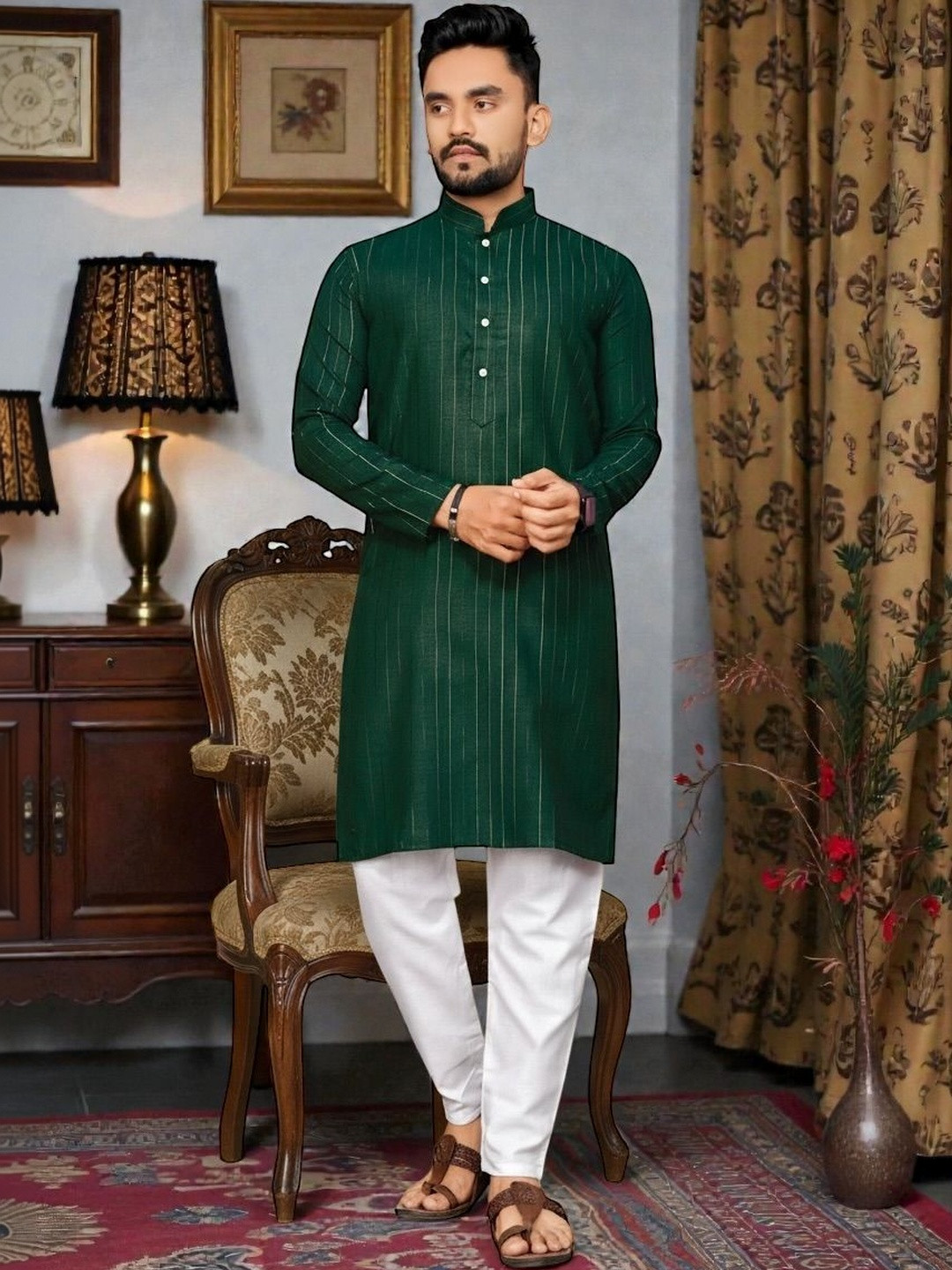 MAITHILI CREATION Mandarin Collar Cotton Kurta