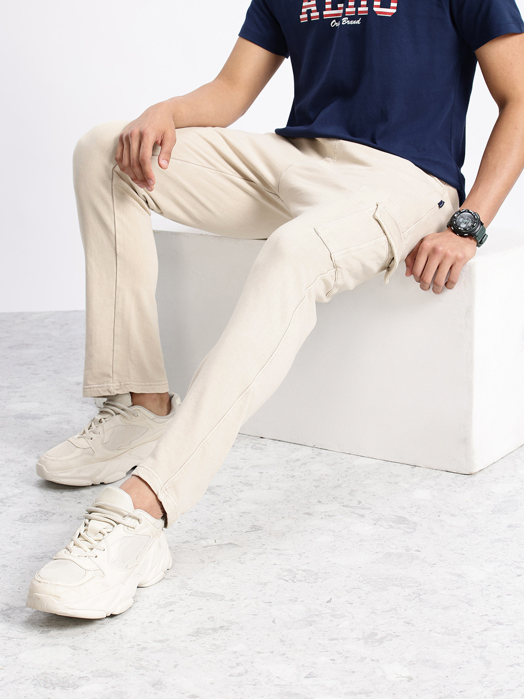 Aeropostale Men Relaxed Fit Pure Cotton Track Pants