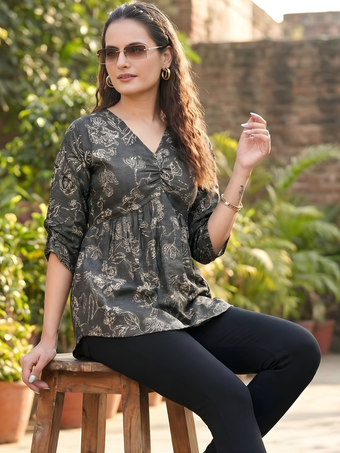 HEMANG FASHION Floral Print Cotton Top