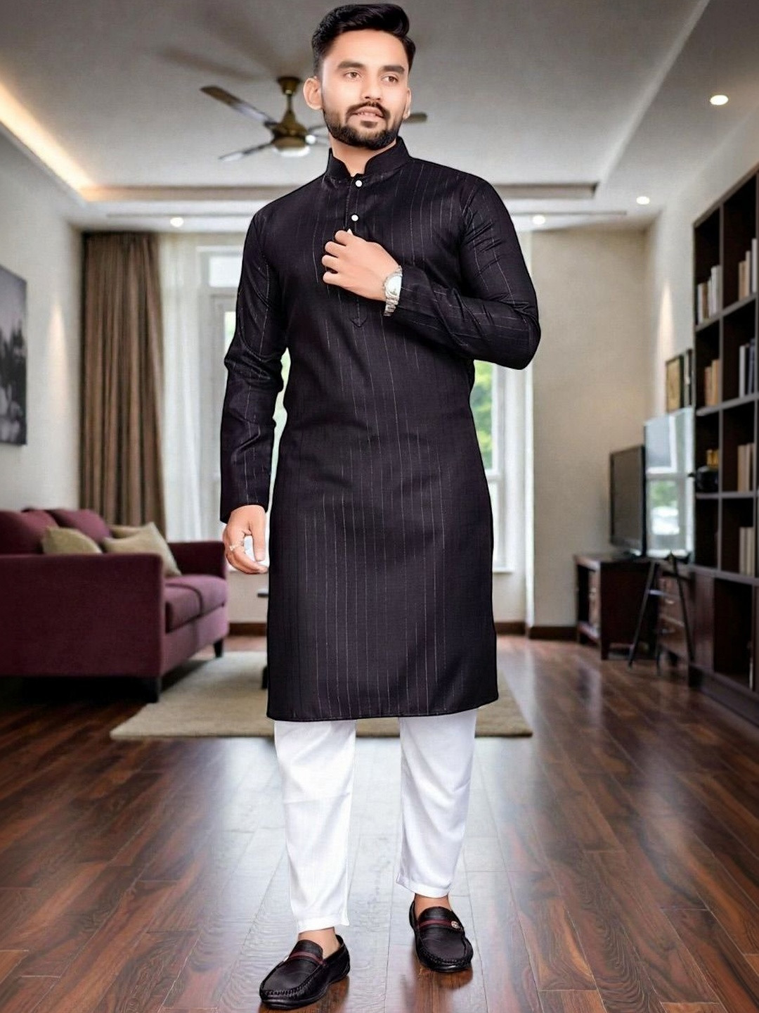 MAITHILI CREATION Mandarin Collar Cotton Kurta