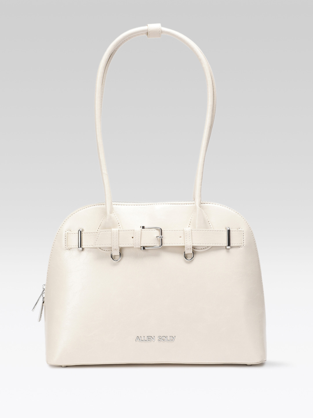 Allen Solly Solid Buckle Detail Large Structured Shoulder Bag