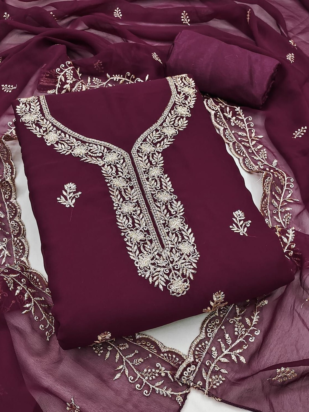 HMP Fashion Embroidered Unstitched Dress Material