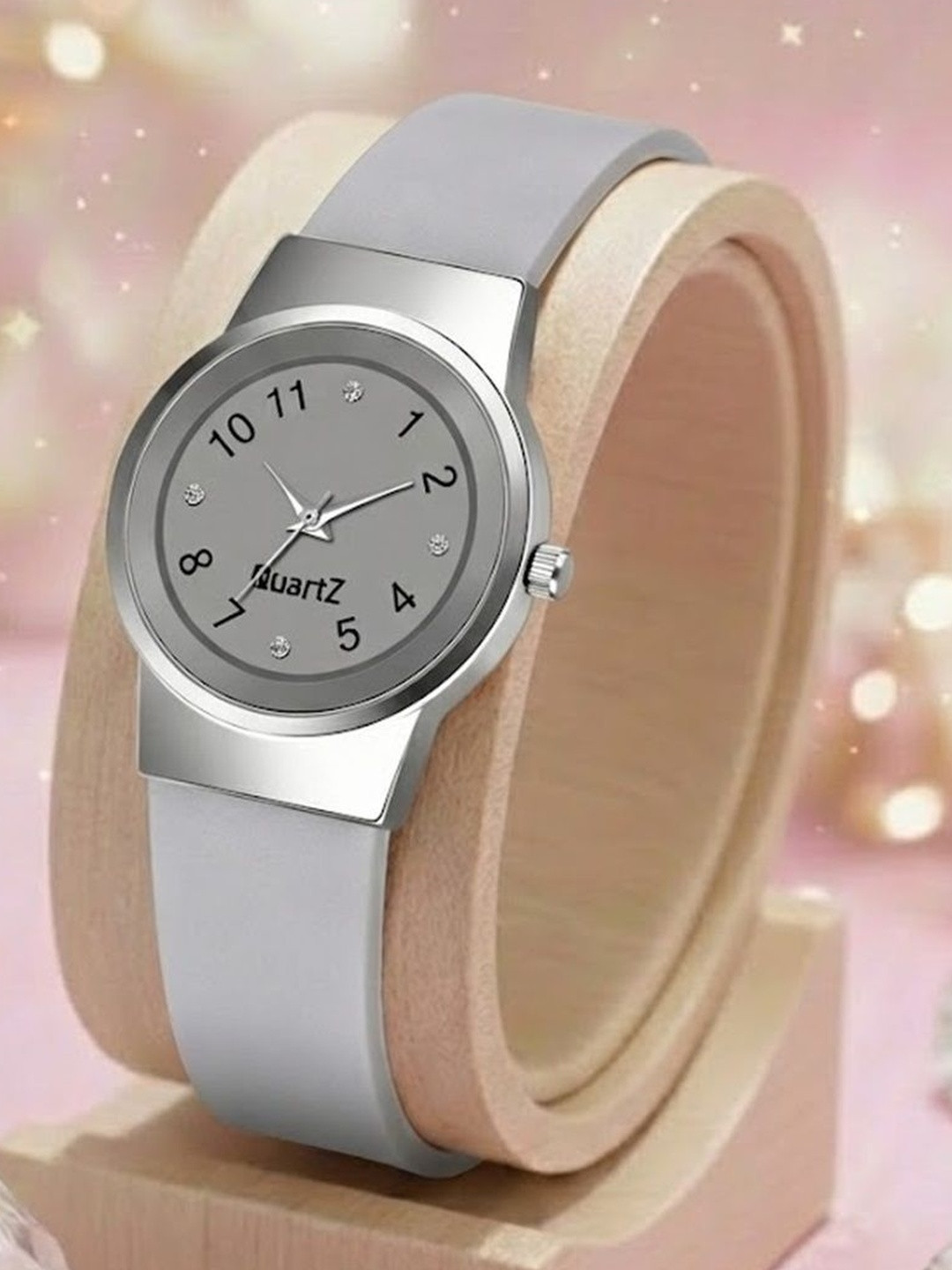 SZN Women Embellished Dial & Straps Analogue Watches Grey Gilrs Watch