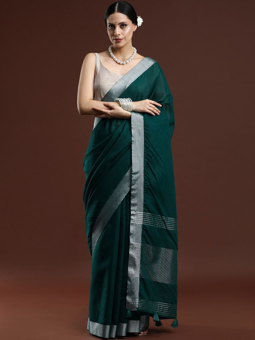 SARHA Woven Design Zari Linen Blend Bhagalpuri Saree