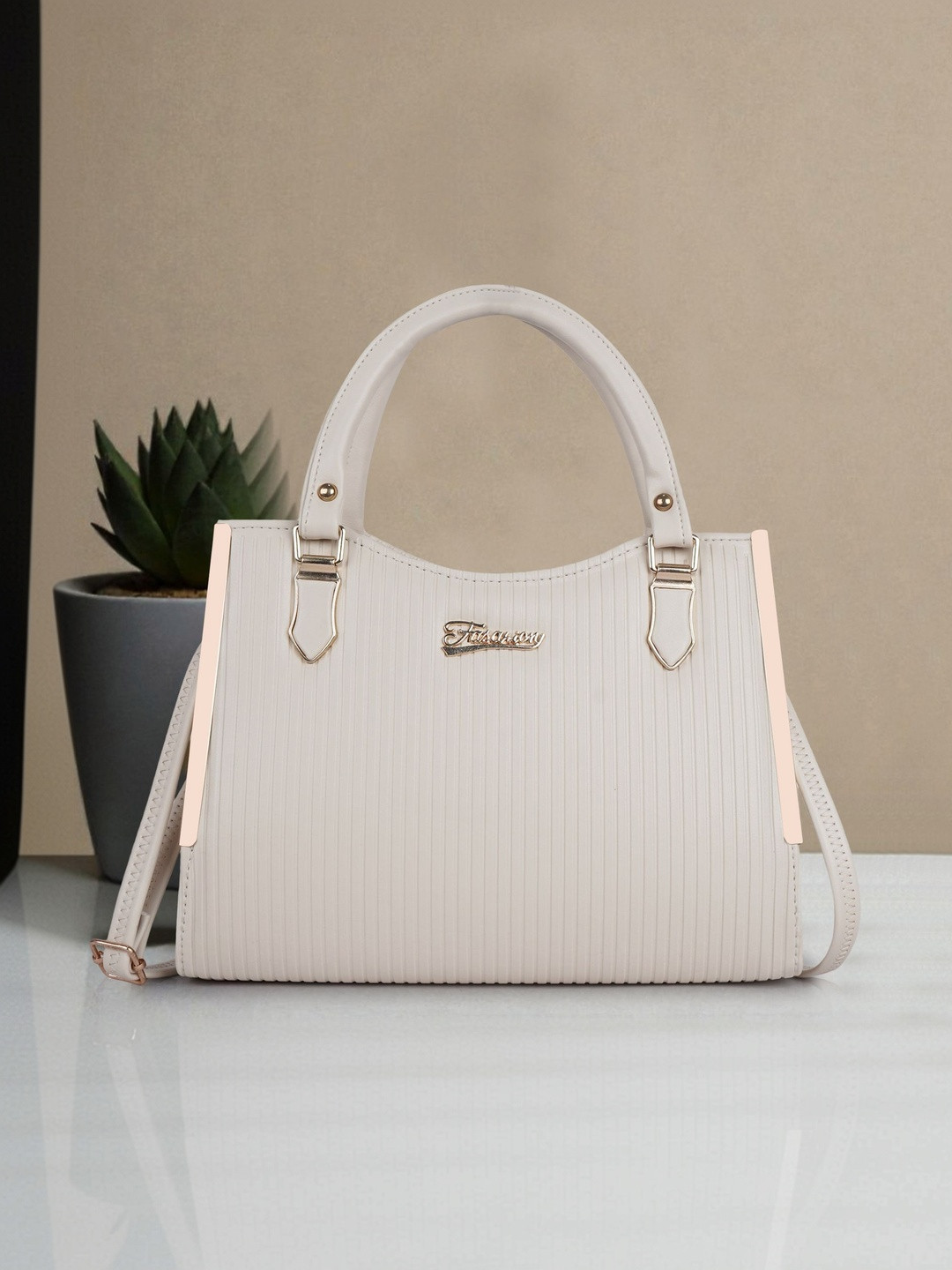 ROLEXO Textured Synthetic Leather Small Structured Handheld Bag