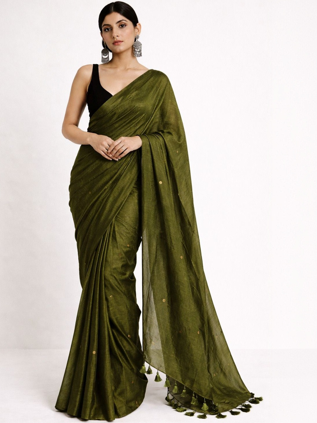Jinal & Jinal Sequinned Pure Cotton Khadi Saree