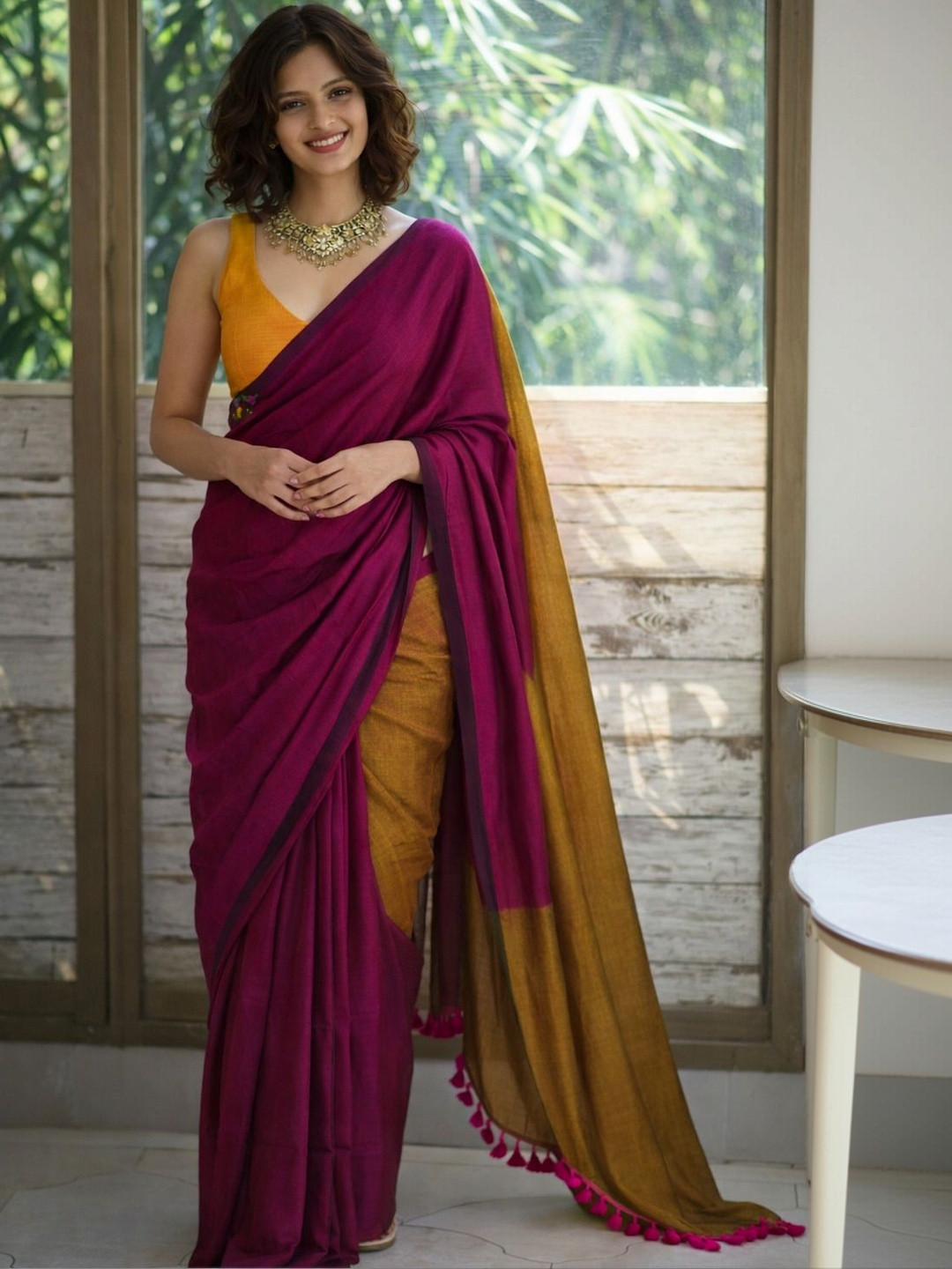Moda Rapido Colourblocked Pure Cotton Khadi Saree