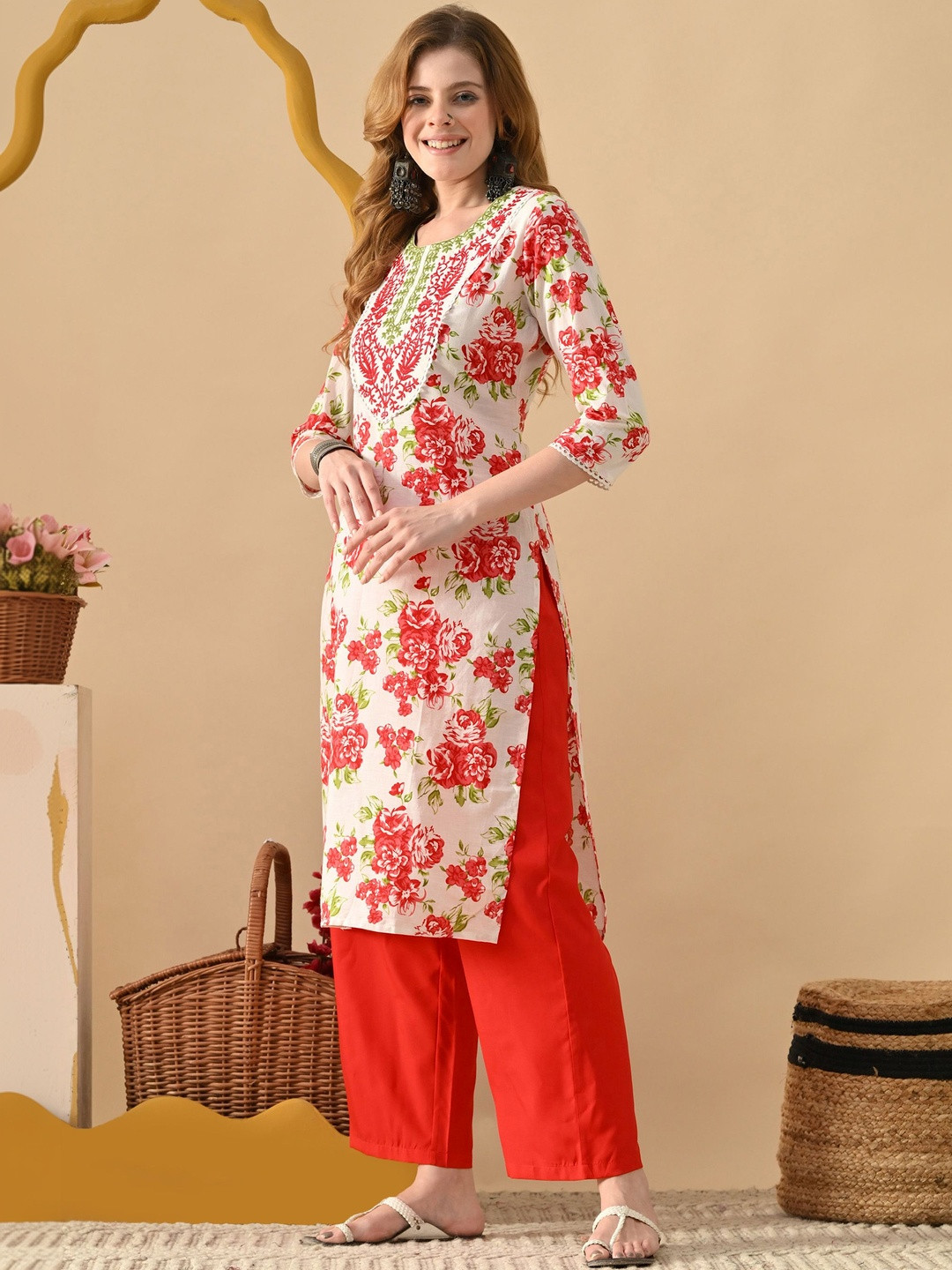 KJFAB Women Floral Printed Floral Kurta