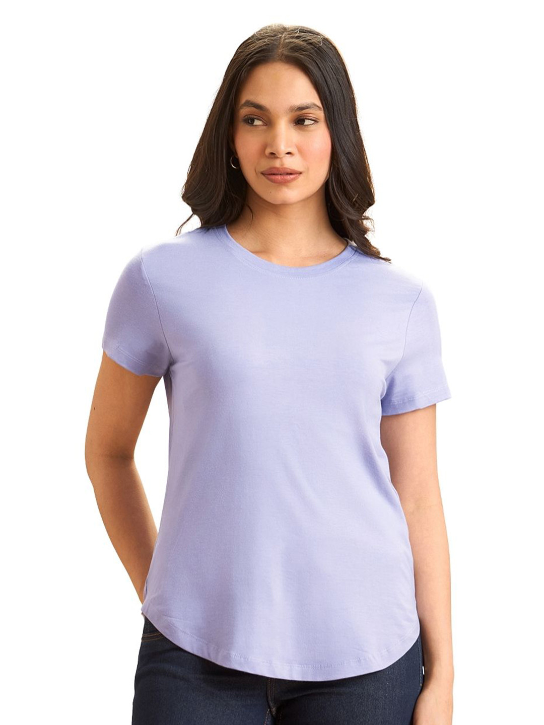 Wellbi Women Bamboo-Cotton 3X Softer Breathable Half sleeves Regular Fit Lounge T-Shirt