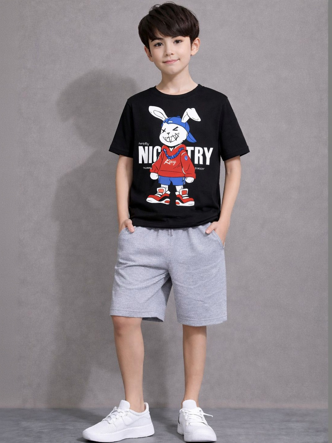 LITWAY Boys Printed T-shirt with Shorts