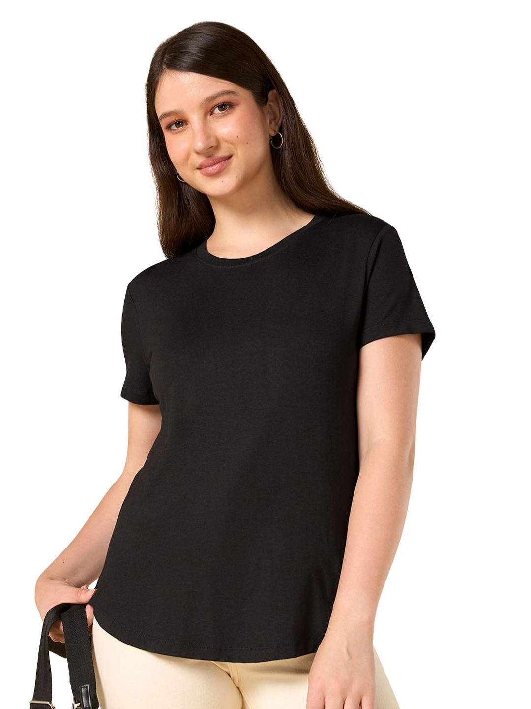 Wellbi Women Bamboo-Cotton 3X Softer Breathable Half sleeves Regular Fit Lounge T-Shirt